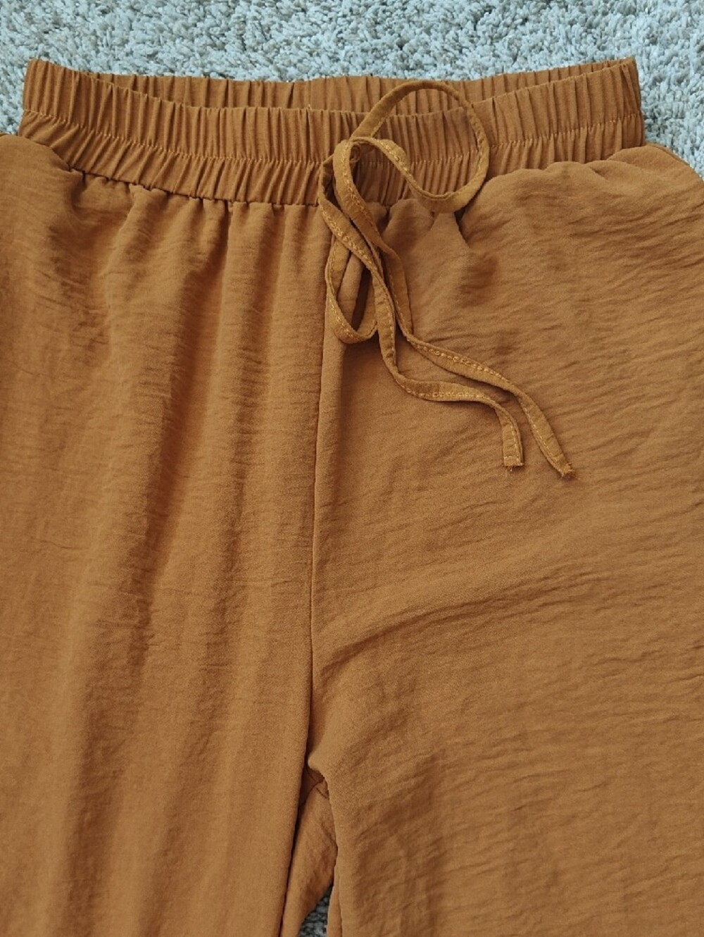 Rust Orange Wide Leg Drawstring Pants - Picture 2 of 4